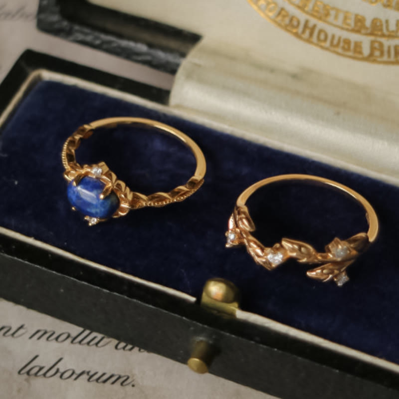 Olivenorma "Tutti i pensieri sono stelle" - Anello retrò in lapislazzuli