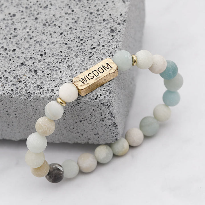 Bracciale con incisione della saggezza delle pietre preziose naturali Olivenorma
