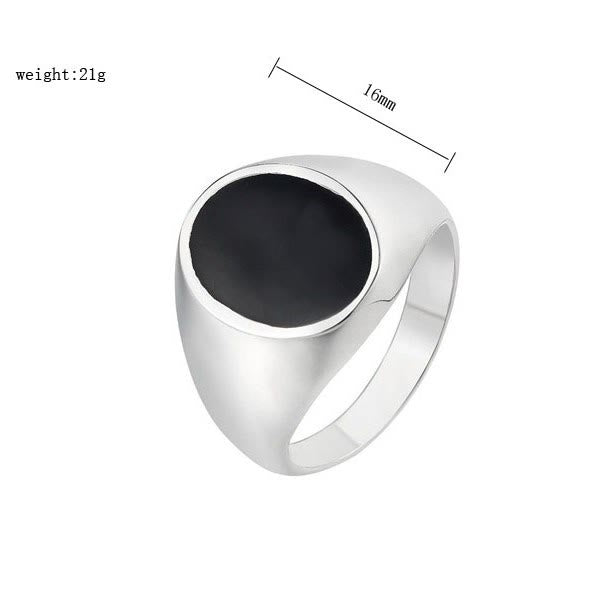 Anello da uomo semplice in ossidiana ovale