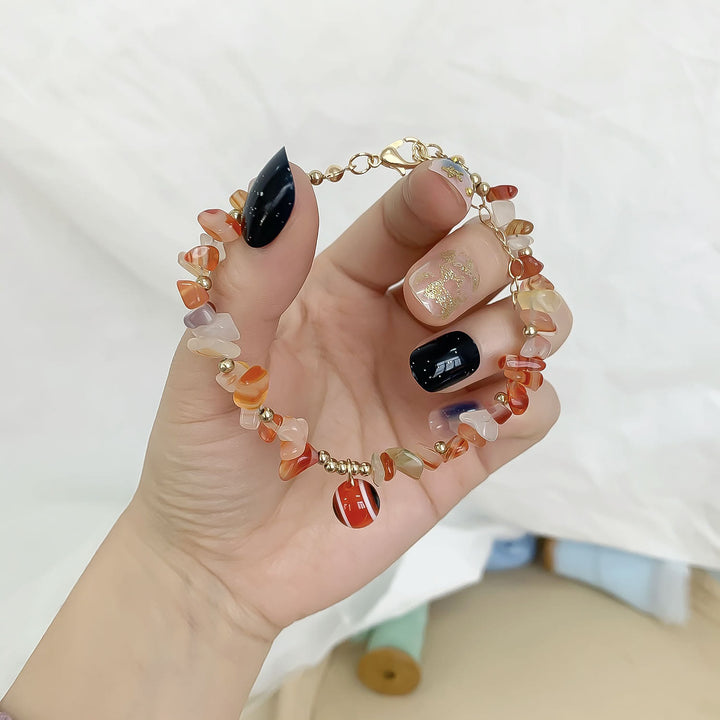 Braccialetto con ciondolo in ghiaia di cristallo naturale Olivenorma contro il malocchio 