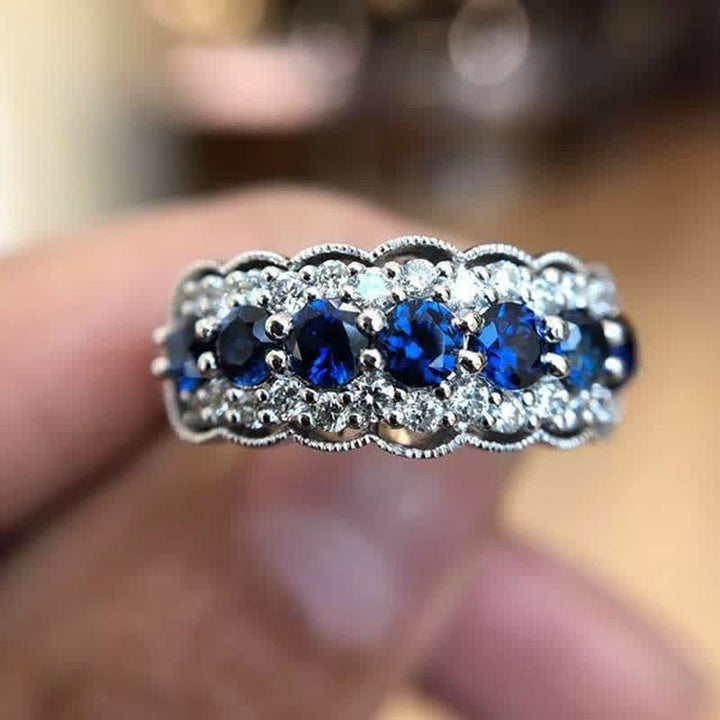 Anello creativo Olivenorma con zircone blu zaffiro cavo 