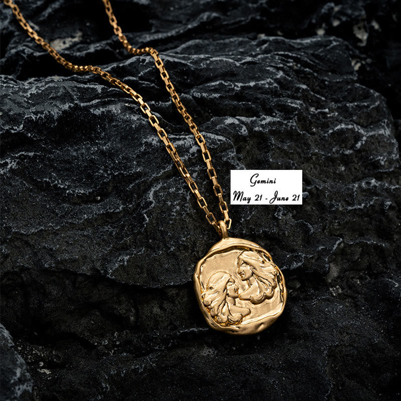 Collana Olivenorma Zodiac in acciaio al titanio placcato oro 18k