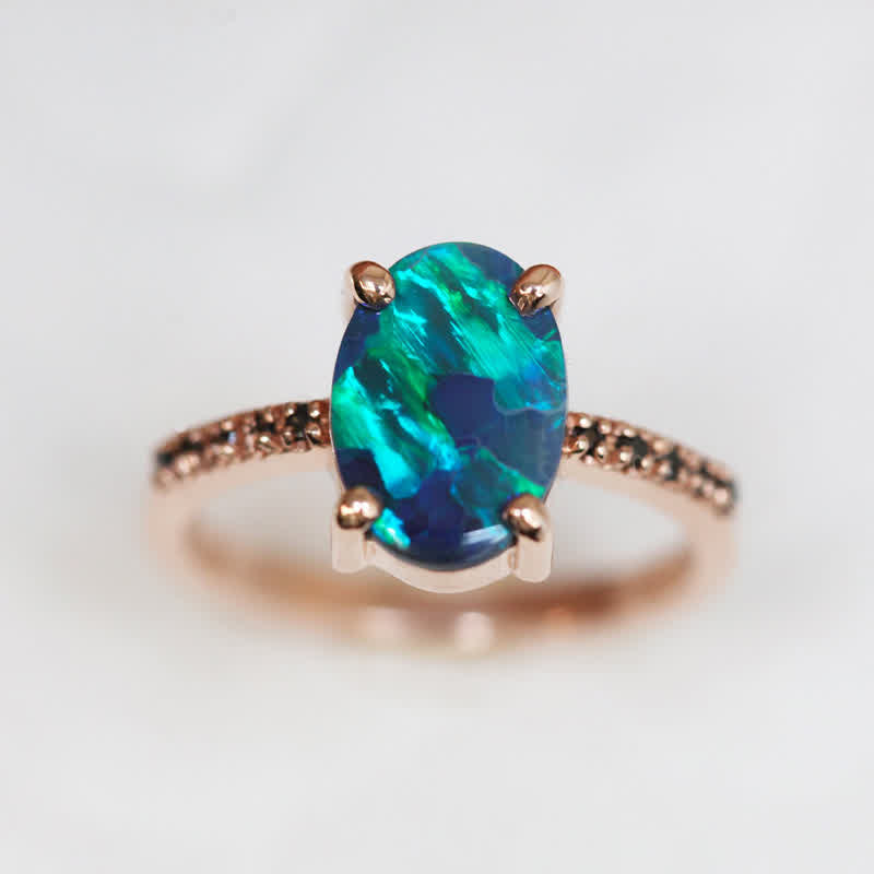 Olivenorma Sapphire con opale - Anello da 3 pezzi