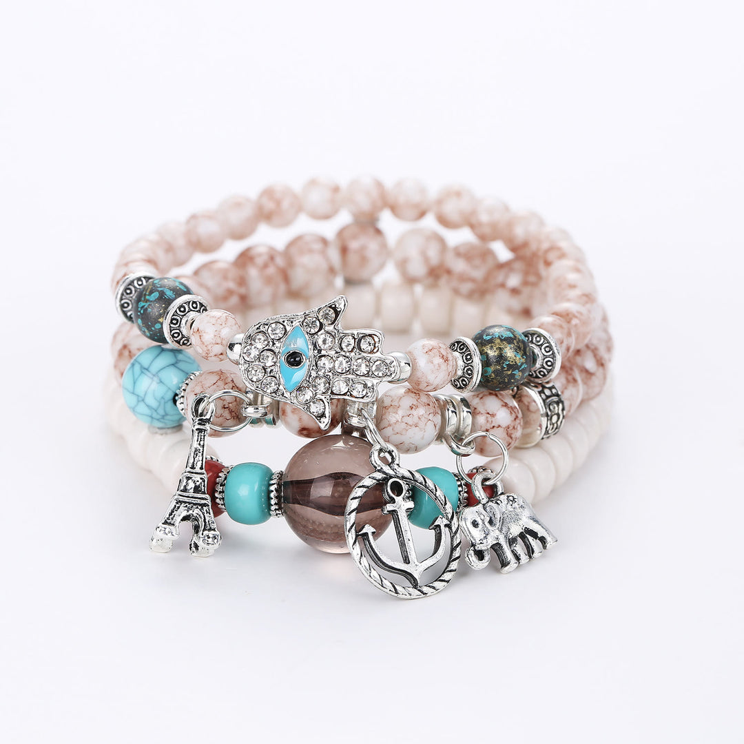 Olivenorma Elephant Tower Evil Eye Bracciale Hamsa Set