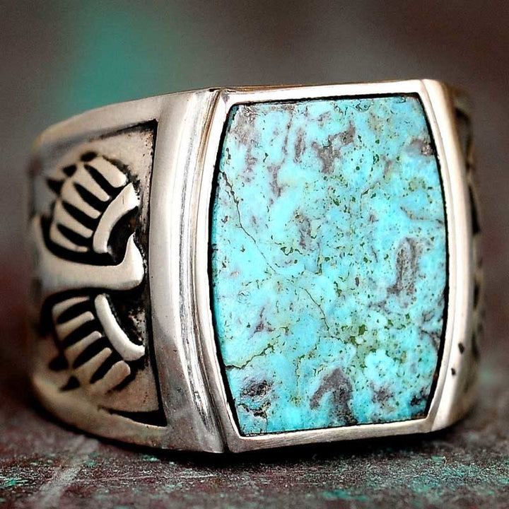 Anello da uomo con aquila in turchese