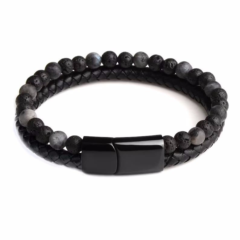 Bracciale Olivenorma in pelle di occhio di tigre naturale a doppio strato 