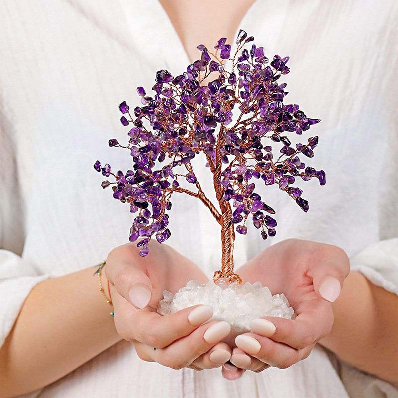 Olivenorma radicata nella spiritualità - Albero Feng Shui in pietra ametista 