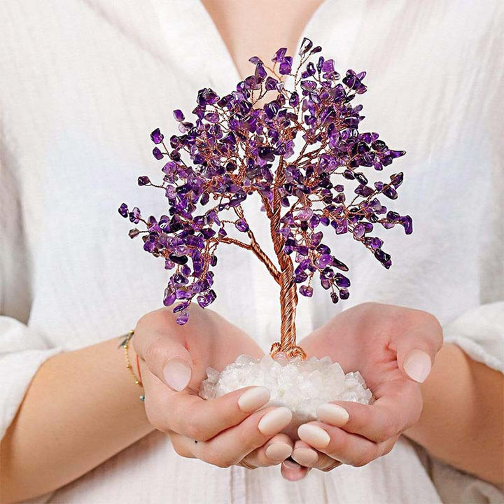 Olivenorma radicata nella spiritualità - Albero Feng Shui in pietra ametista 