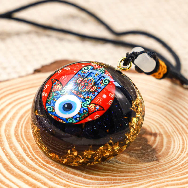 Collana Hamsa con protezione in arenaria blu