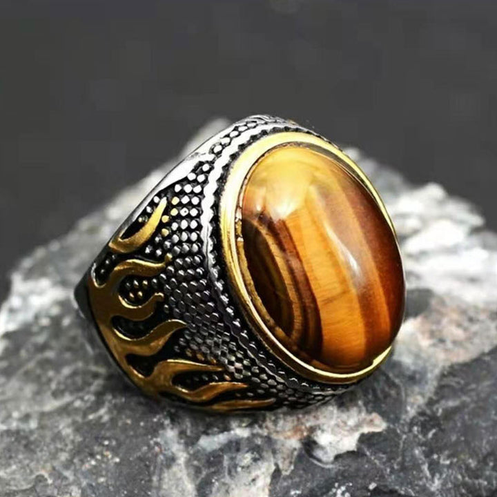 Anello di protezione con occhio di tigre Olivenorma