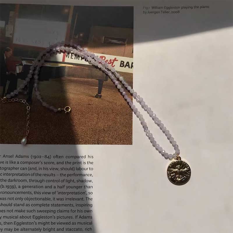 Collana con ciondolo in metallo con cristallo naturale Olivenorma