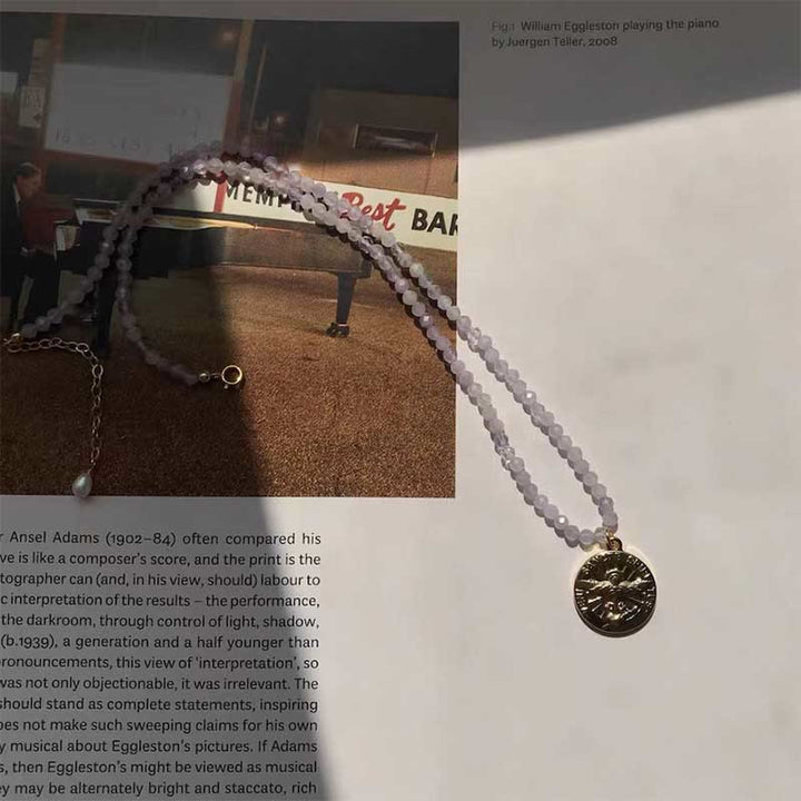 Collana con ciondolo in metallo con cristallo naturale Olivenorma