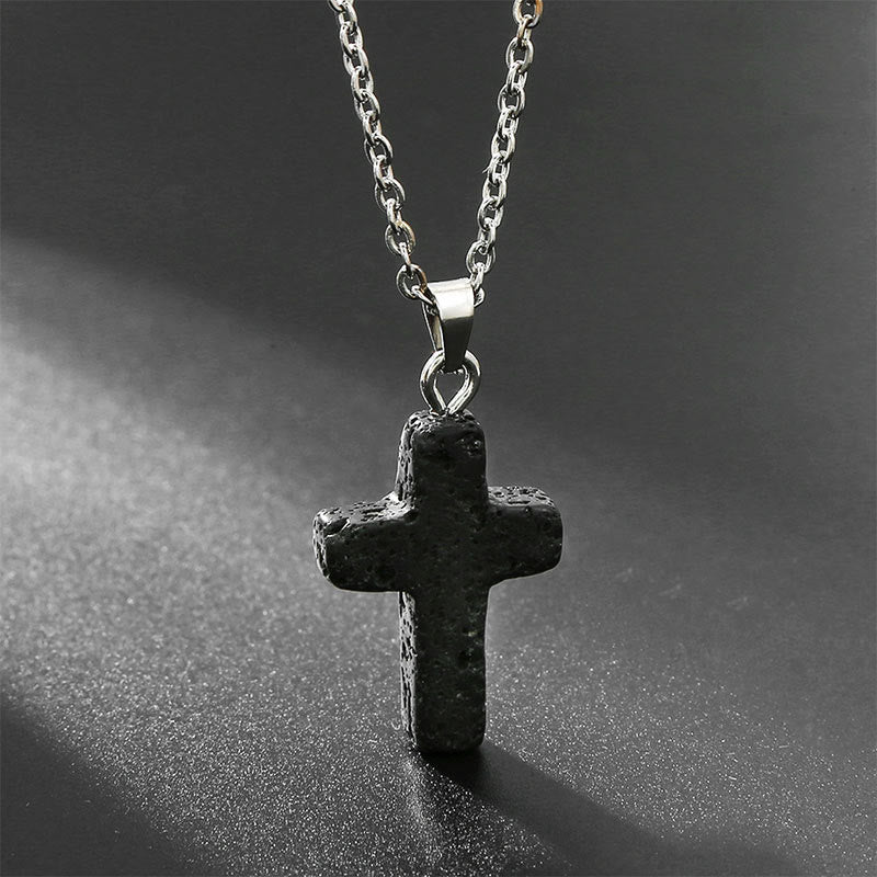 Collana con croce in pietra naturale Olivenorma 