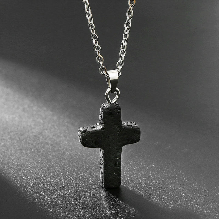 Collana con croce in pietra naturale Olivenorma 