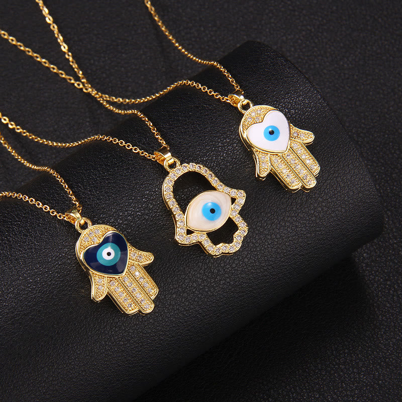 Olivenorma "Buona Fortuna" Hamsa con Collana Occhio Malvagio