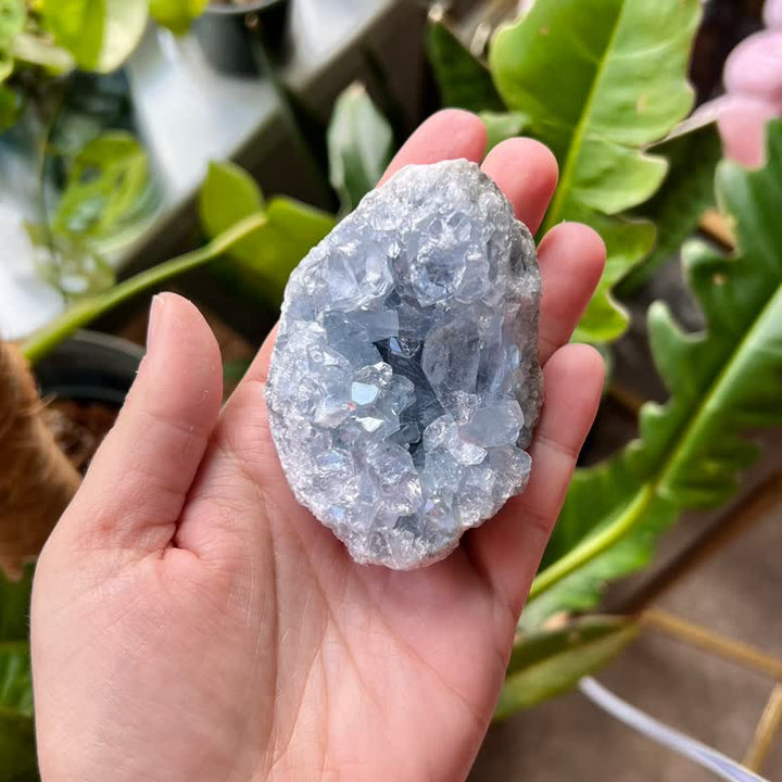 Decorazione con pietra preziosa curativa in geode di cianite naturale Olivenorma