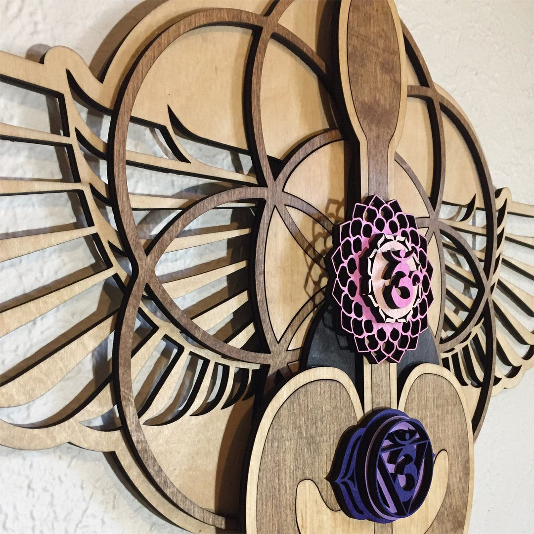 Olivenorma Kundalini Chakra Decorazione murale in legno dipinto a mano