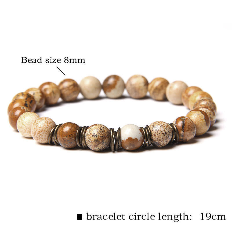 Olivenorma Bracciale Yoga Elasticizzato con Perline in Pietra Naturale Lucida da 8 mm