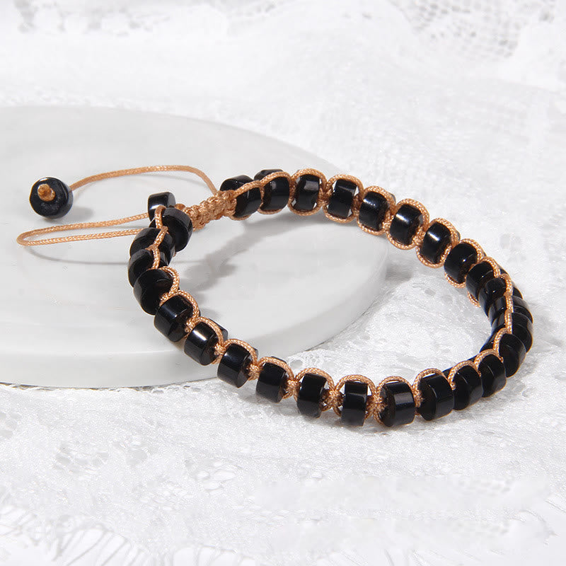 Bracciale intrecciato con perline di pietra naturale Olivenorma 