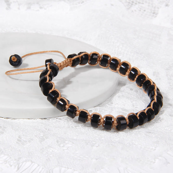 Bracciale intrecciato con perline di pietra naturale Olivenorma 