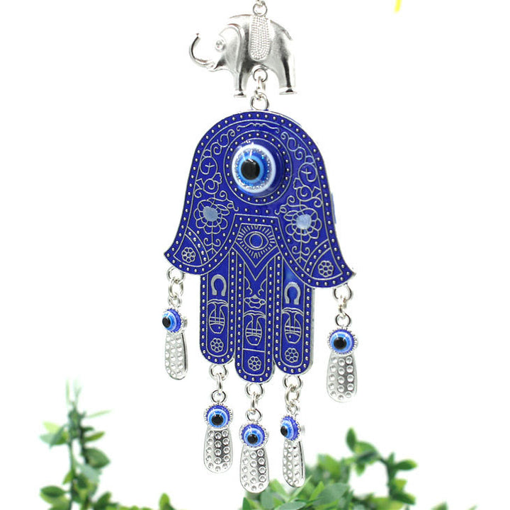 Olivenorma Blue Evil Eye Hamsa Ornamento Decorazione da parete 