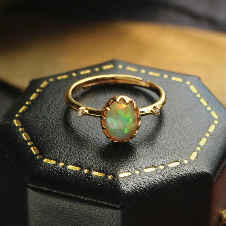 Collana con anello dorato giallo opale Olivenorma