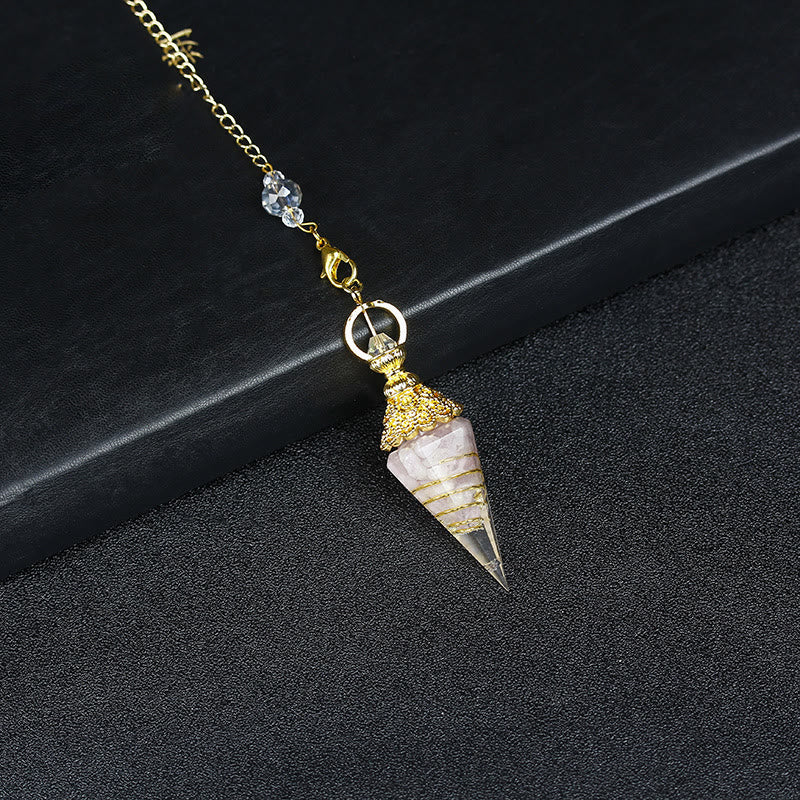 Olivenorma Pendolo a piramide esagonale in resina di cristallo naturale - Lepidolite - image 19