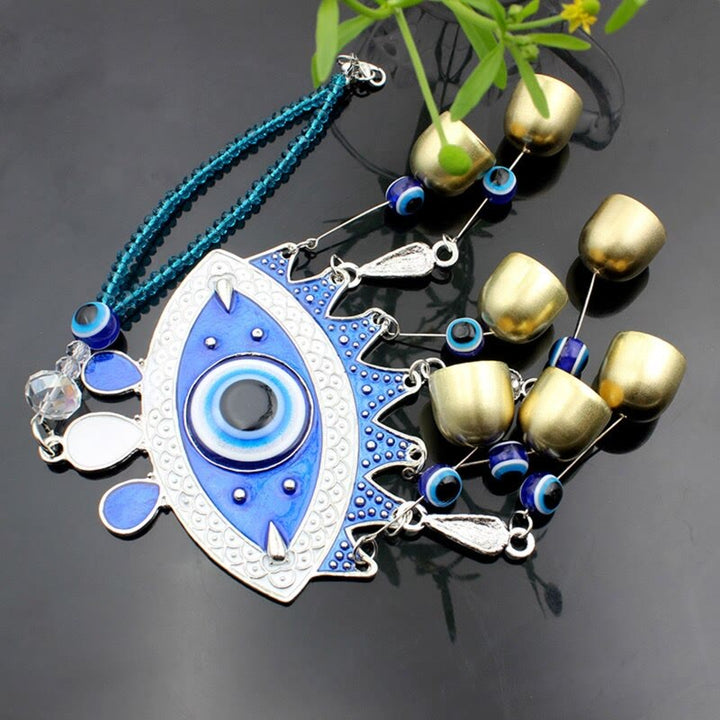 Olivenorma Occhio diabolico turco blu con 7 campanelli Decorazione da parete 