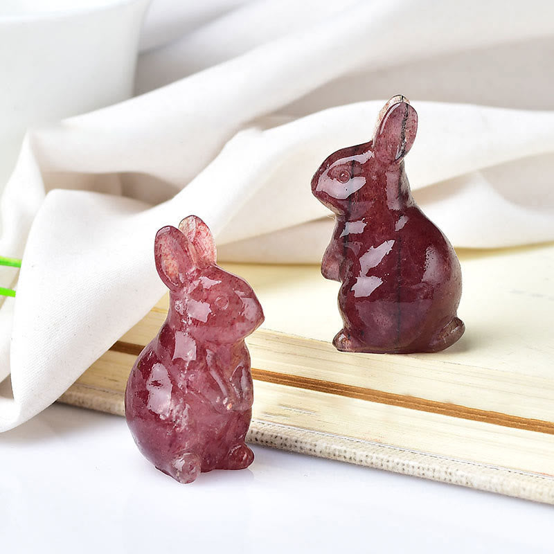 Olivenorma - Decorazione in pietra preziosa con statuetta di cristallo a forma di coniglietto pasquale 