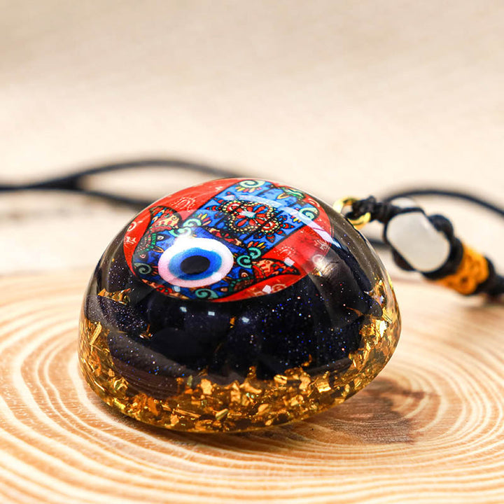 Collana Hamsa con protezione in arenaria blu