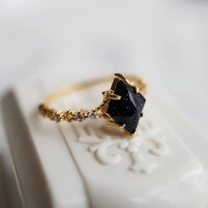 Anello a corona con doppia fila di zirconi bianchi in arenaria blu Olivenorma 