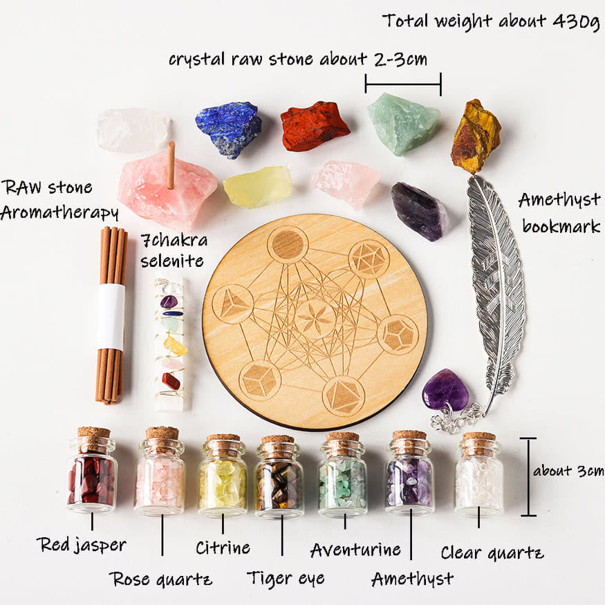 Olivenorma Natural Healing Gemstone Gravels 7 Chakra Pietra Grezza Set