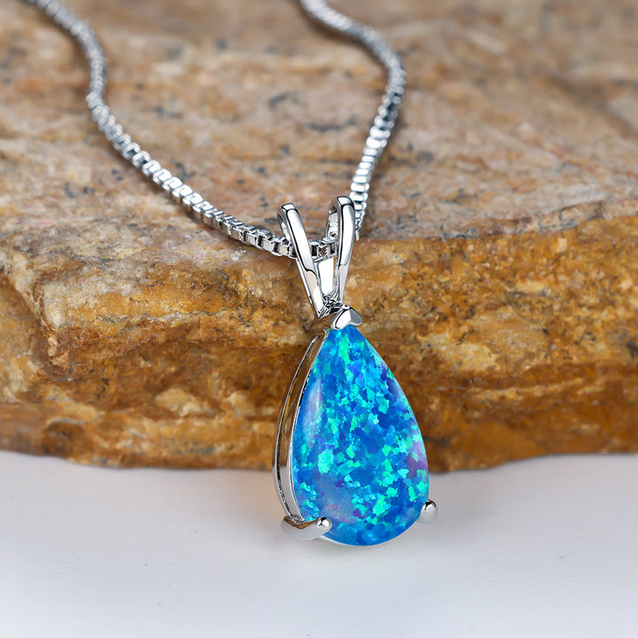 Collana semplice con ciondolo a goccia in sintetico opale Olivenorma 