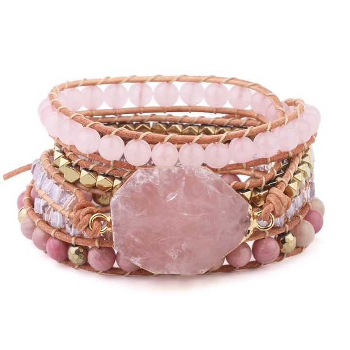 Bracciale in pietra di quarzo rosa Olivenorma 