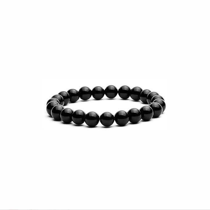 Olivenorma Bracciale da uomo in pietra naturale con perline di legno da 8 mm
