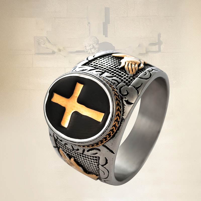 Anello vintage con simbolo della croce Olivenorma