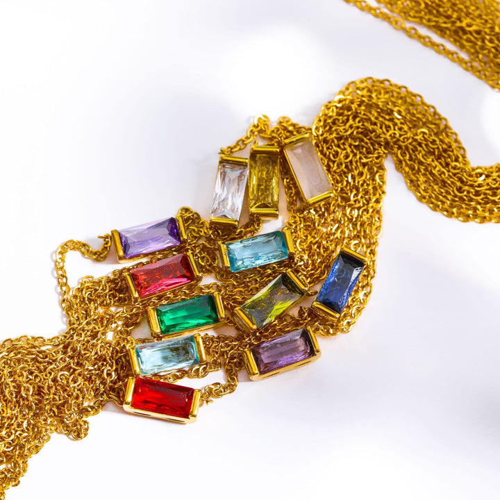 Collana regalo Olivenorma con ciondolo rettangolare semplice con pietra portafortuna in acciaio inossidabile - image 47