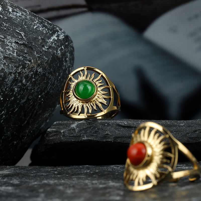 Olivenorma "Sun Arise" - Anello in giada verde celeste
