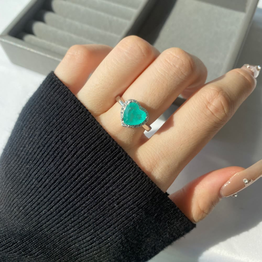 Anello squisito con tormalina Paraiba a forma di cuore Olivenorma