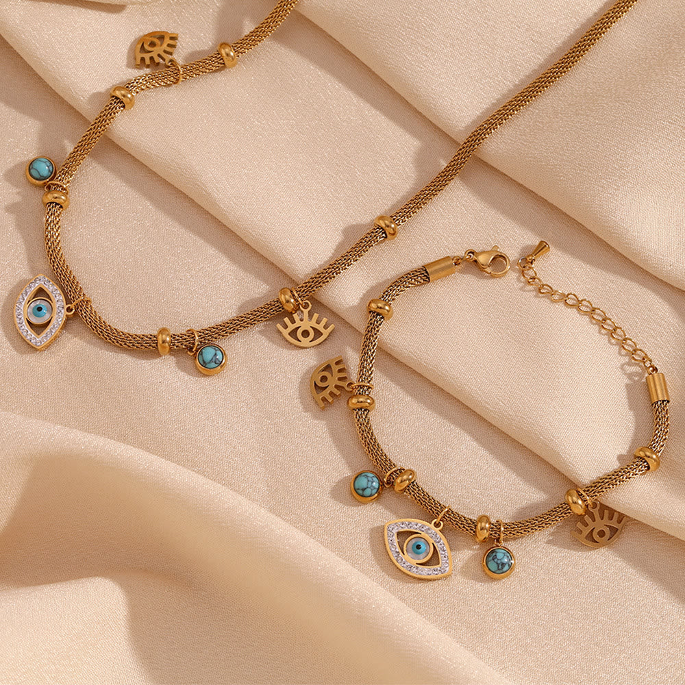 Collana Olivenorma con catena spessa e zircone bianco turchese malocchio 
