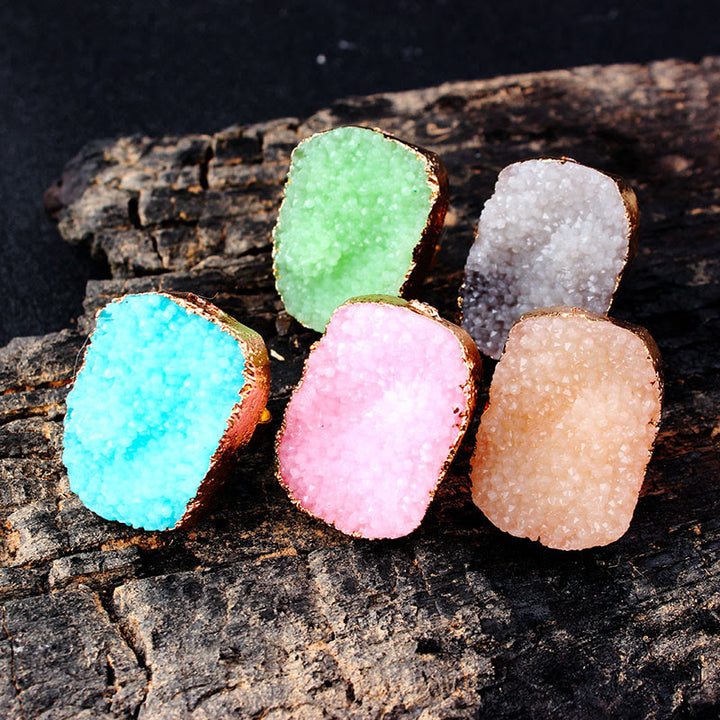 Olivenorma Anello aperto riempito d'oro con cluster naturale irregolare