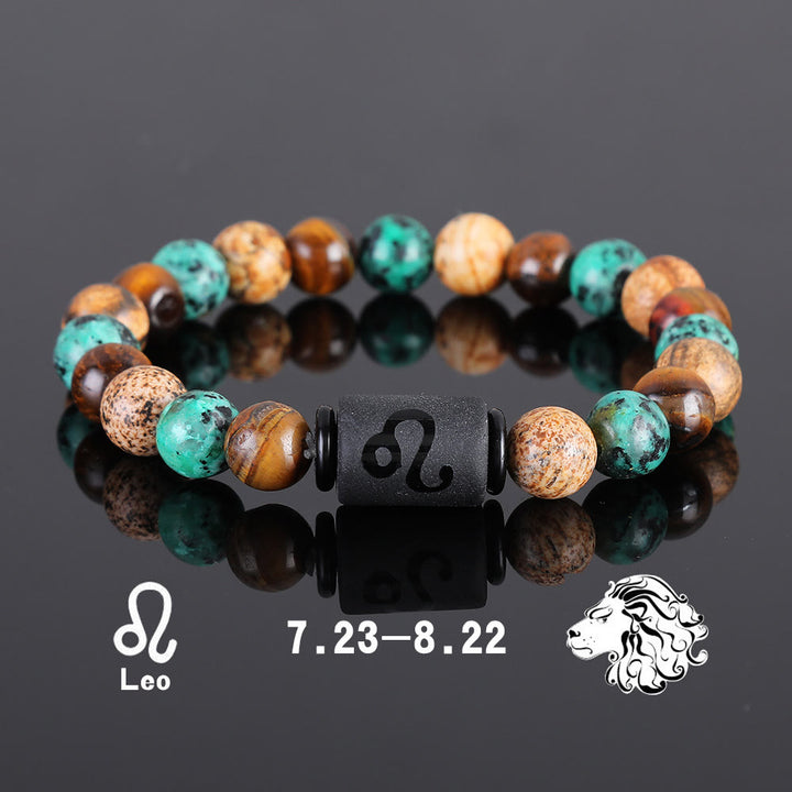 Bracciale con ciondolo zodiacale in bronzite con occhio di tigre Olivenorma