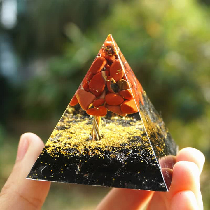 Olivenorma Diaspro Rosso Tormalina Nera Albero della Vita Piramide Orgonica 