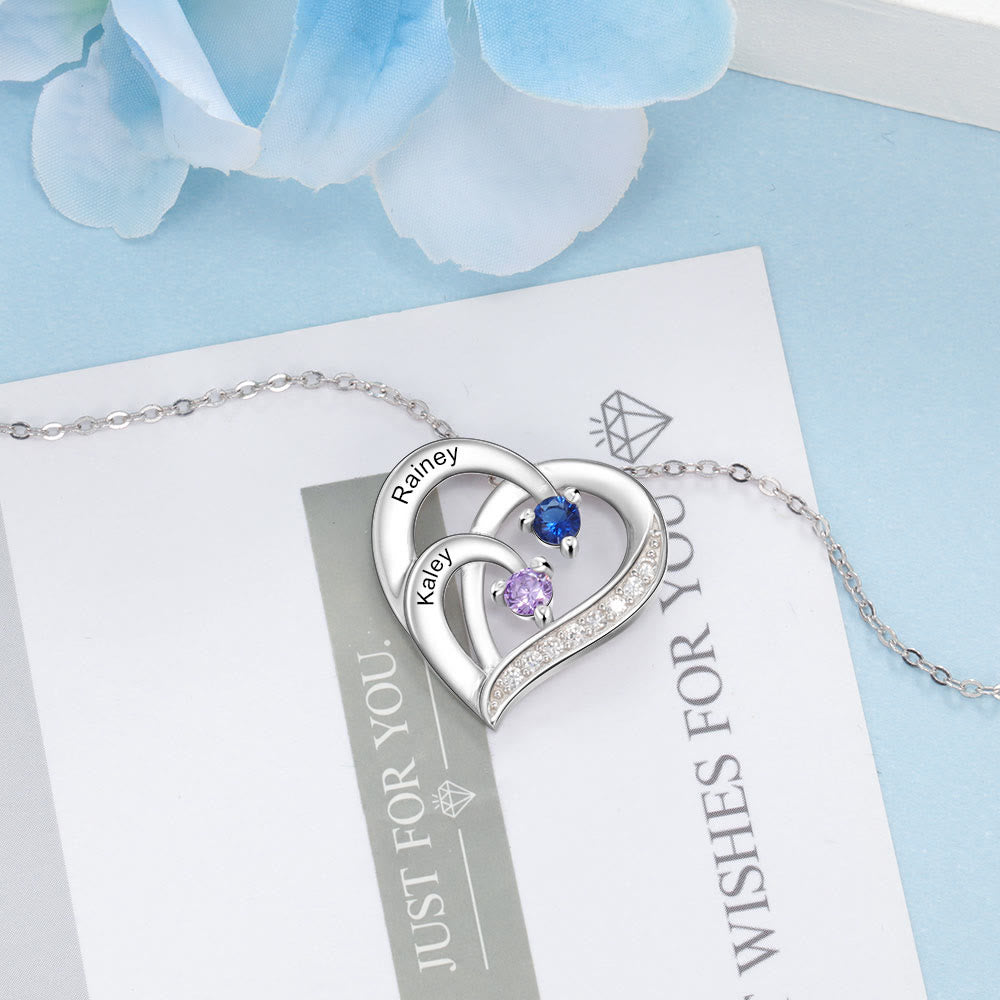 Collana personalizzata Olivenorma con cuore inciso e pietre portafortuna