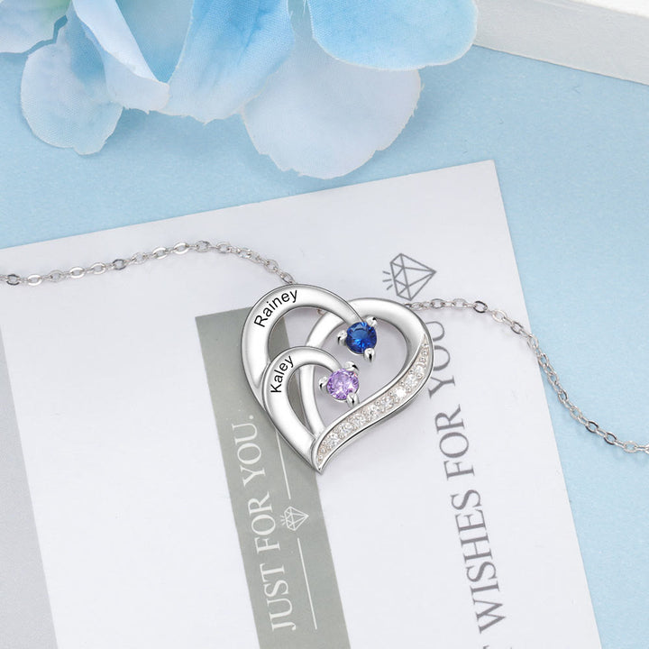 Collana personalizzata Olivenorma con cuore inciso e pietre portafortuna