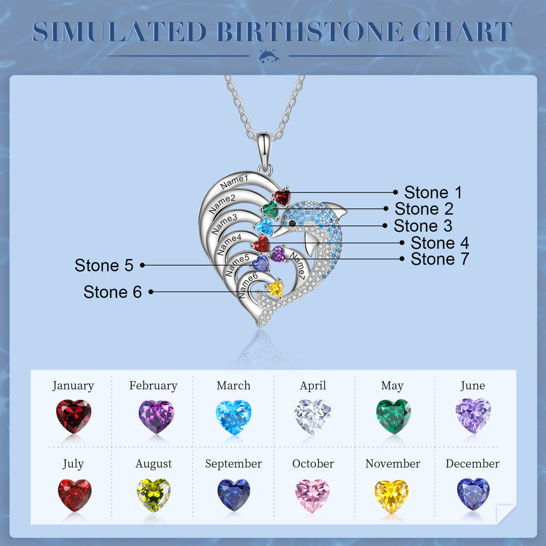 Collana con ciondolo in pietra incisa a forma di cuore di delfino Olivenorma - Argento - 7 Pietra portafortuna - image 6