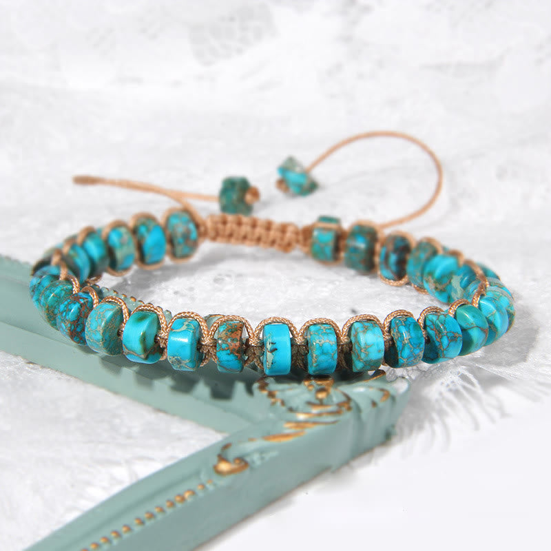 Bracciale intrecciato con perline di pietra naturale Olivenorma 