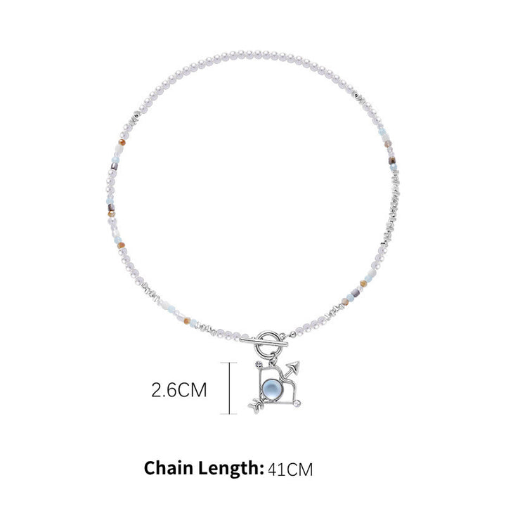 Collana in lega con ciondolo zodiacale in pietra di luna Olivenorma 