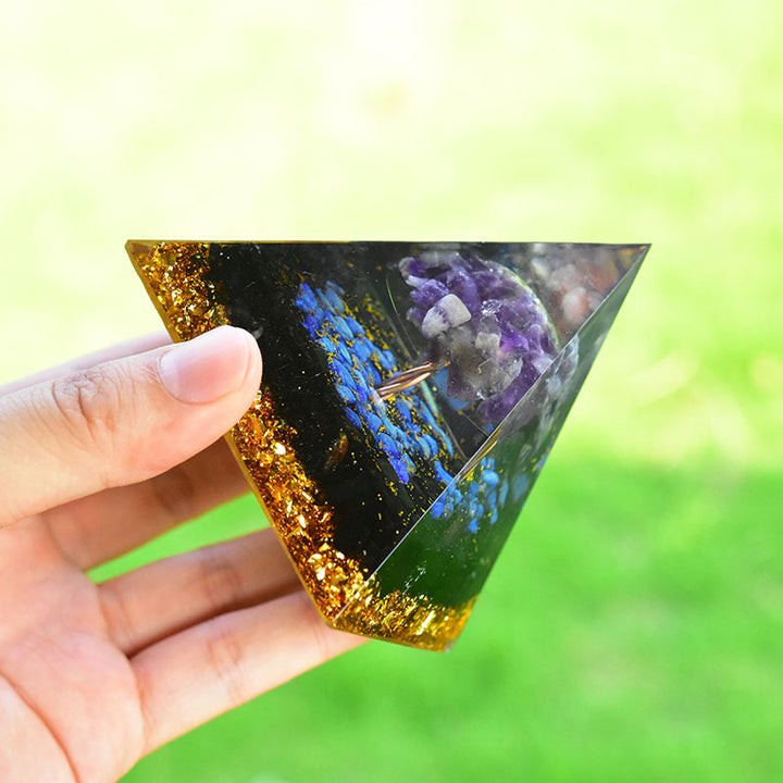 Olivenorma Ametista Ossidiana Lapislazzuli Albero della vita Piramide di orgone 