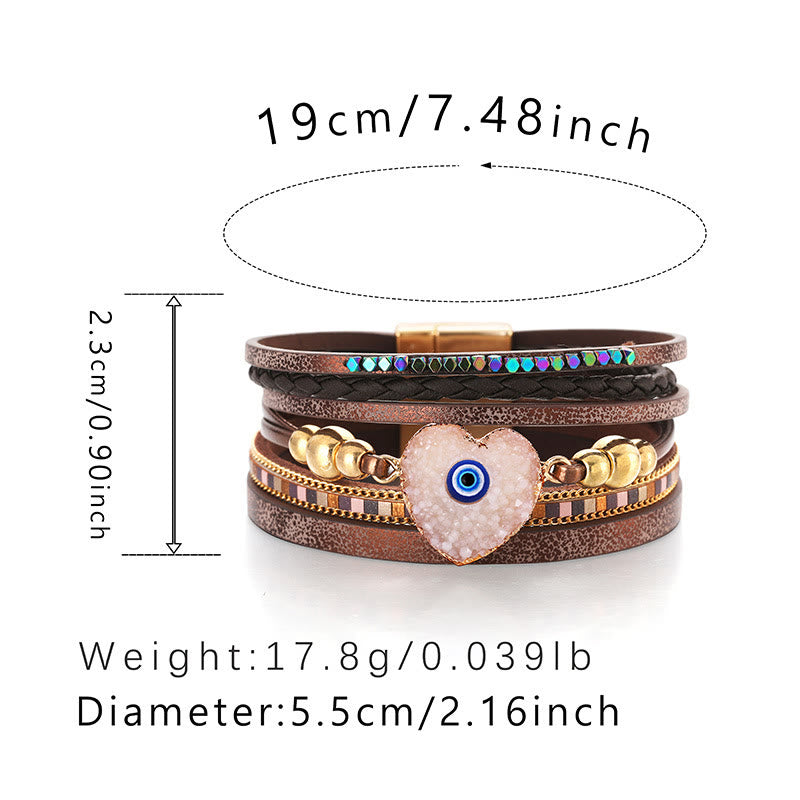 Olivenorma "Tripla protezione" Braccialetto con perline dorate e cristallo a forma di cuore contro il malocchio